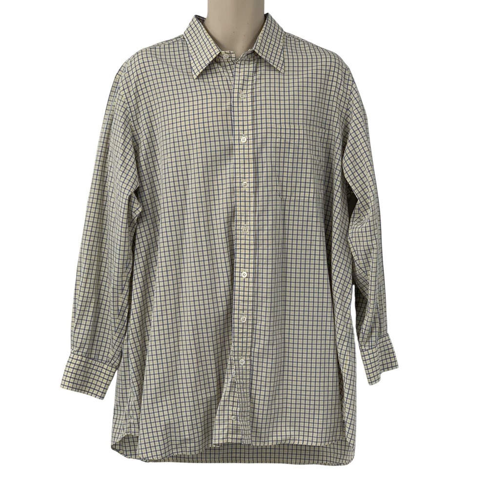 Hamilton Since 1883 Mens Long Sleeve Button Down Shirt Blue Yellow Plaid Size XL